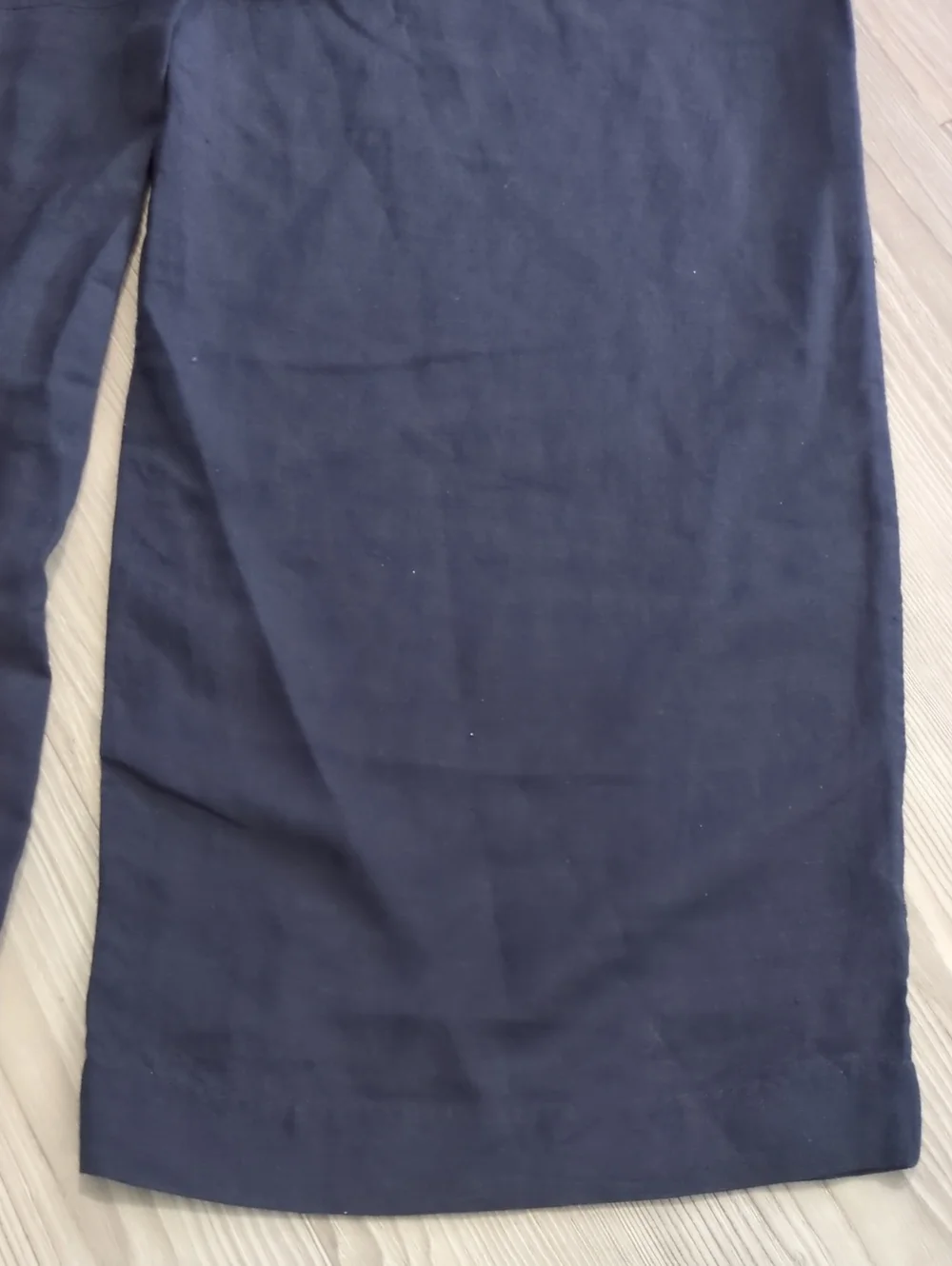 H&M Linen Blend Wide Leg Pull On Pants Blue Medium Elastic Waist Pockets
